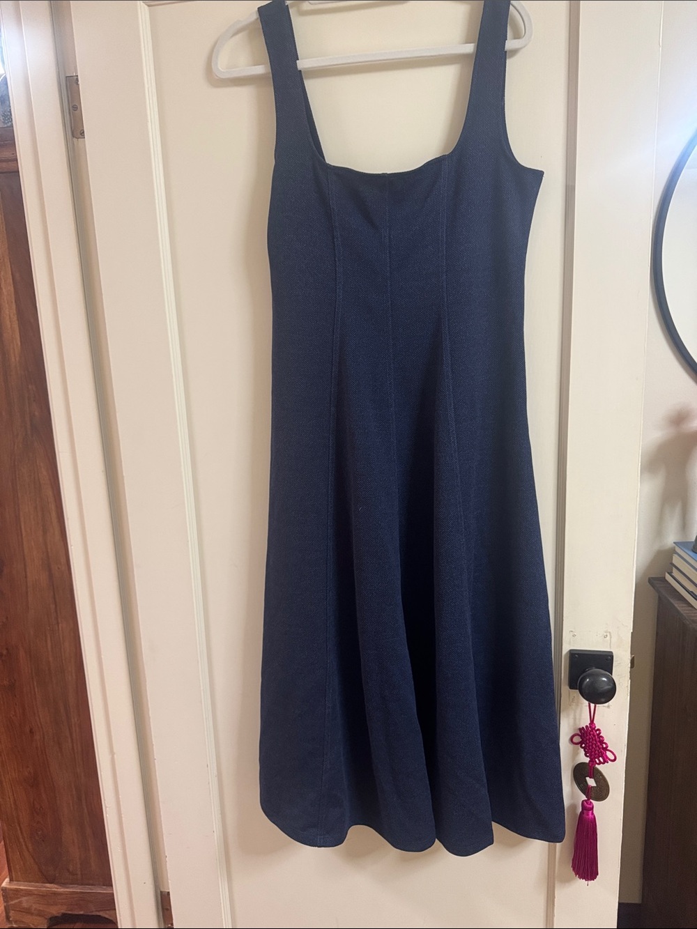 Women's Navy Square-Neck A-Line Dress